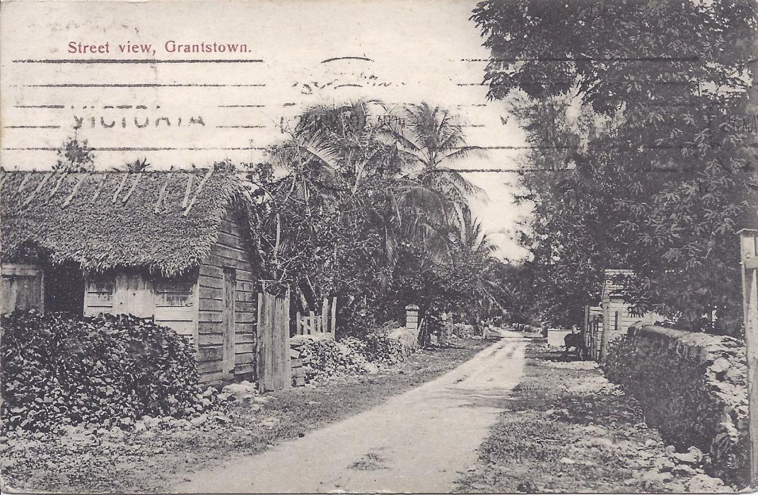 Bahamas 1909 card entitled Street View, Grantstown used to Australia