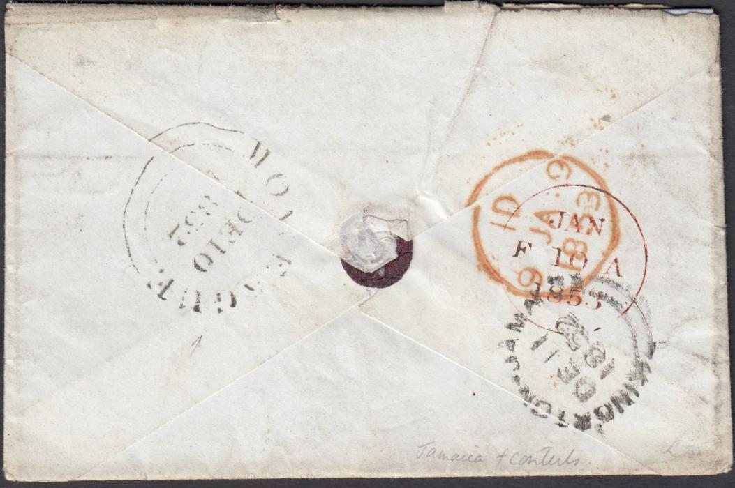 JAMAICA 1852 cover to Edinburgh endorsed 