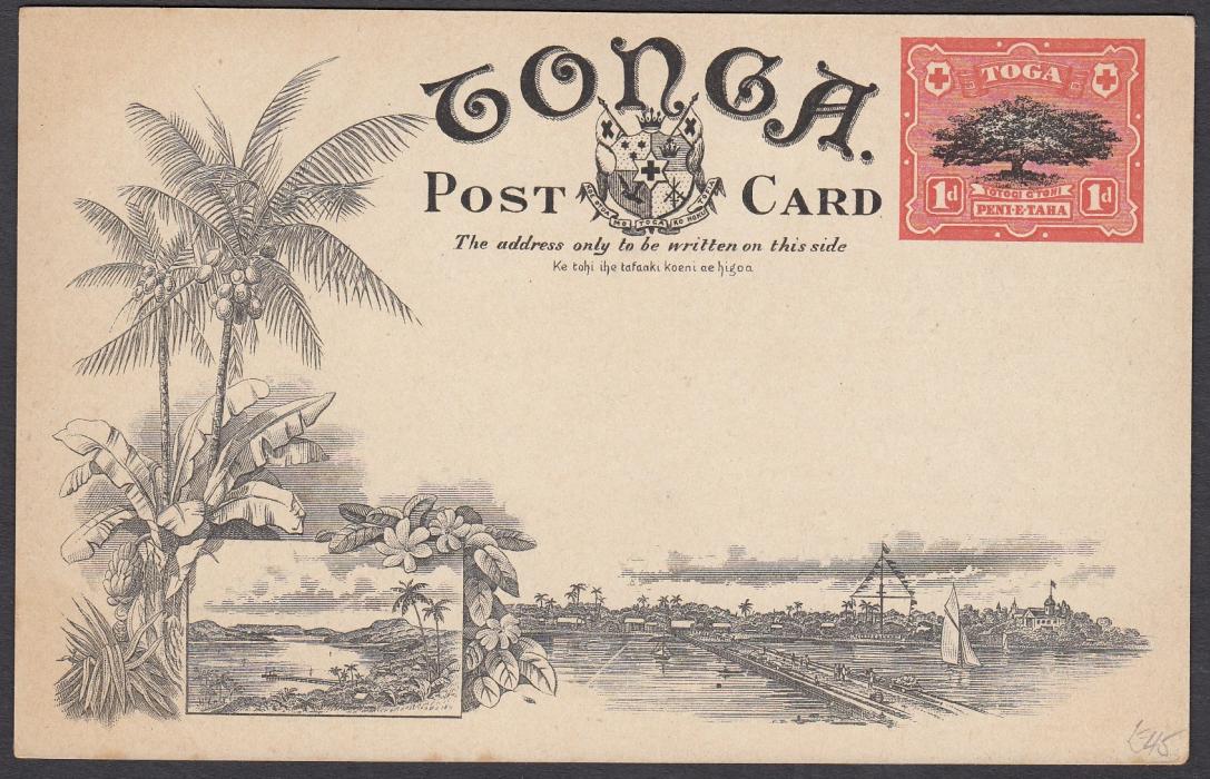 TONGA: (Picture Postal Stationery) 1906 1d. colour picture card Stripping Bark for Tappa Making; unused.