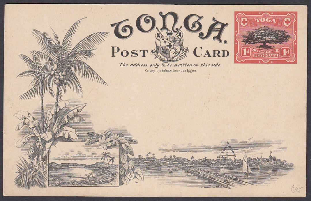 TONGA: (Picture Postal Stationery) 1906 1d. colour picture card Pine-Apple Plantation; unused.