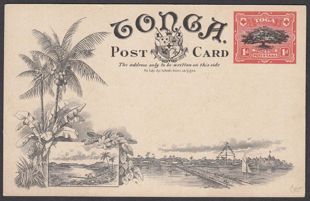 TONGA: (Picture Postal Stationery) 1906 1d. colour picture card Pine-Apple Plantation; unused.