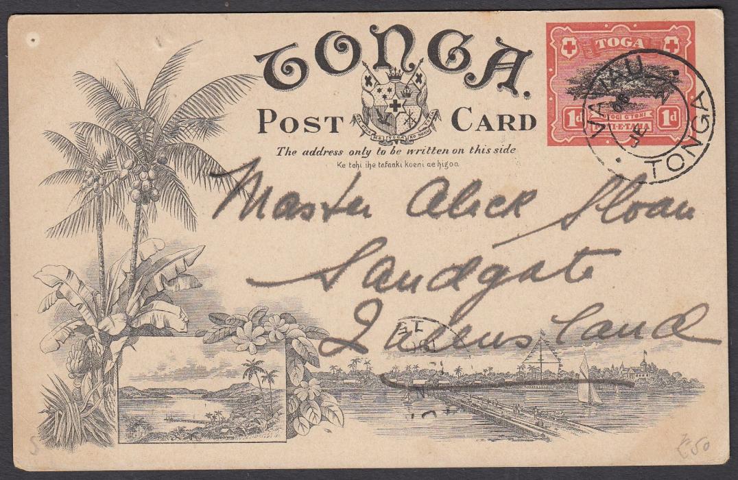 TONGA: (Picture Postal Stationery) 1906 1d. colour picture card Blow Holes, Houma. used to Queensland.