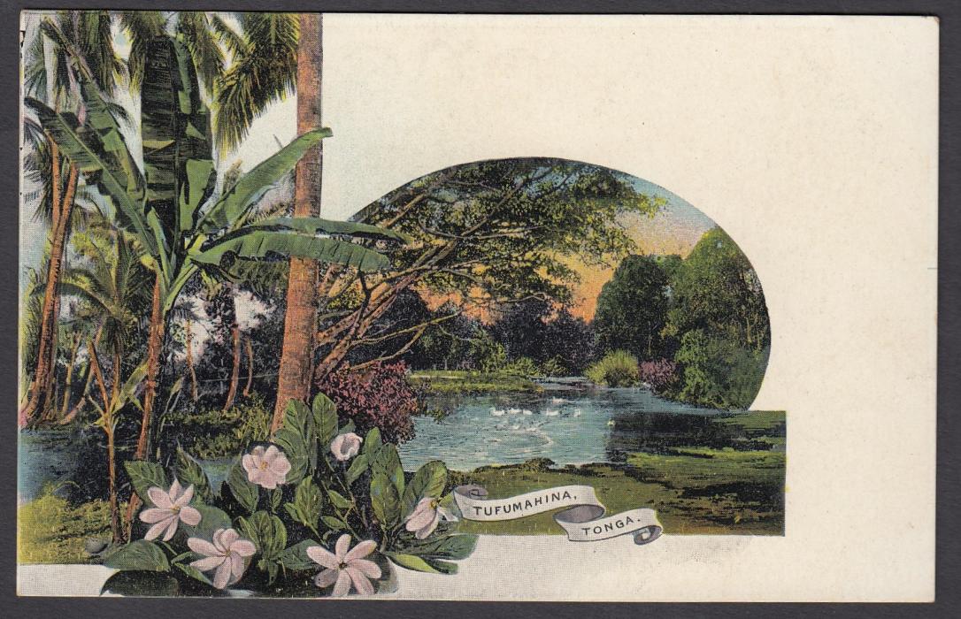 TONGA: (Picture Postal Stationery) 1906 1d. colour picture card Tufumanina; unused.