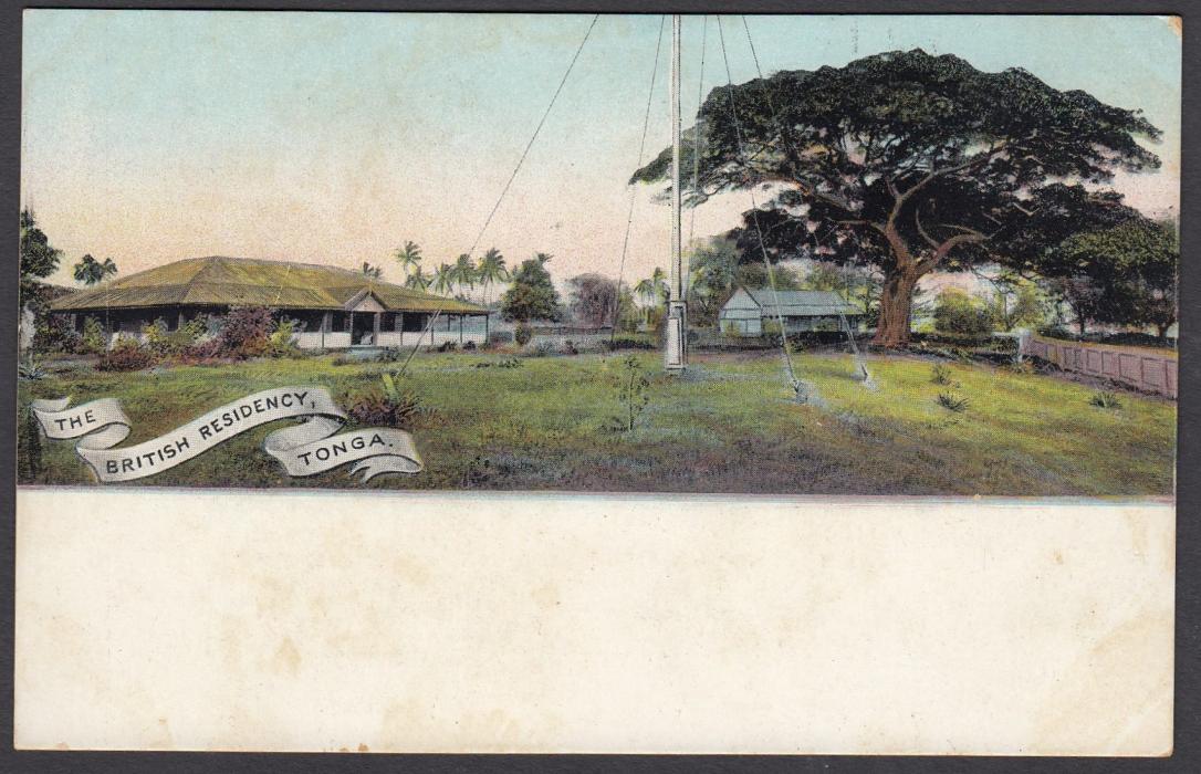 TONGA: (Picture Postal Stationery) 1906 1d. colour picture card The British Residency; unused.