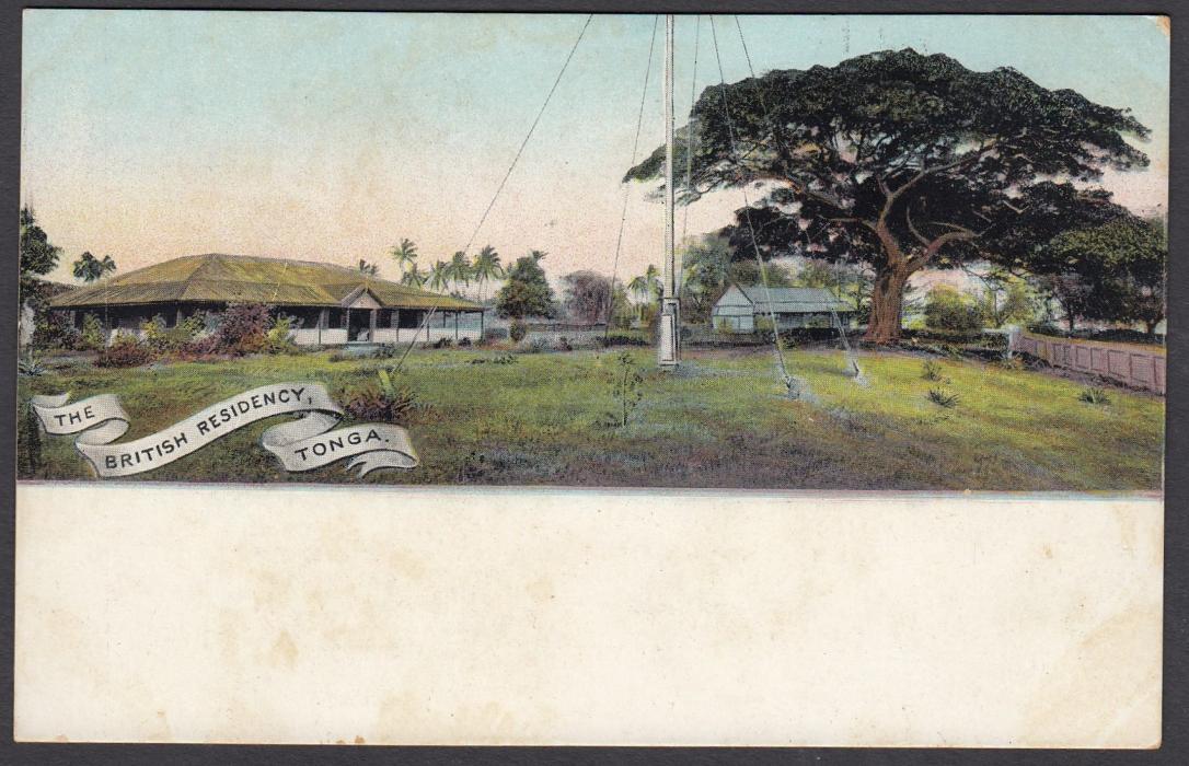 TONGA: (Picture Postal Stationery) 1906 1d. colour picture card The British Residency; unused.