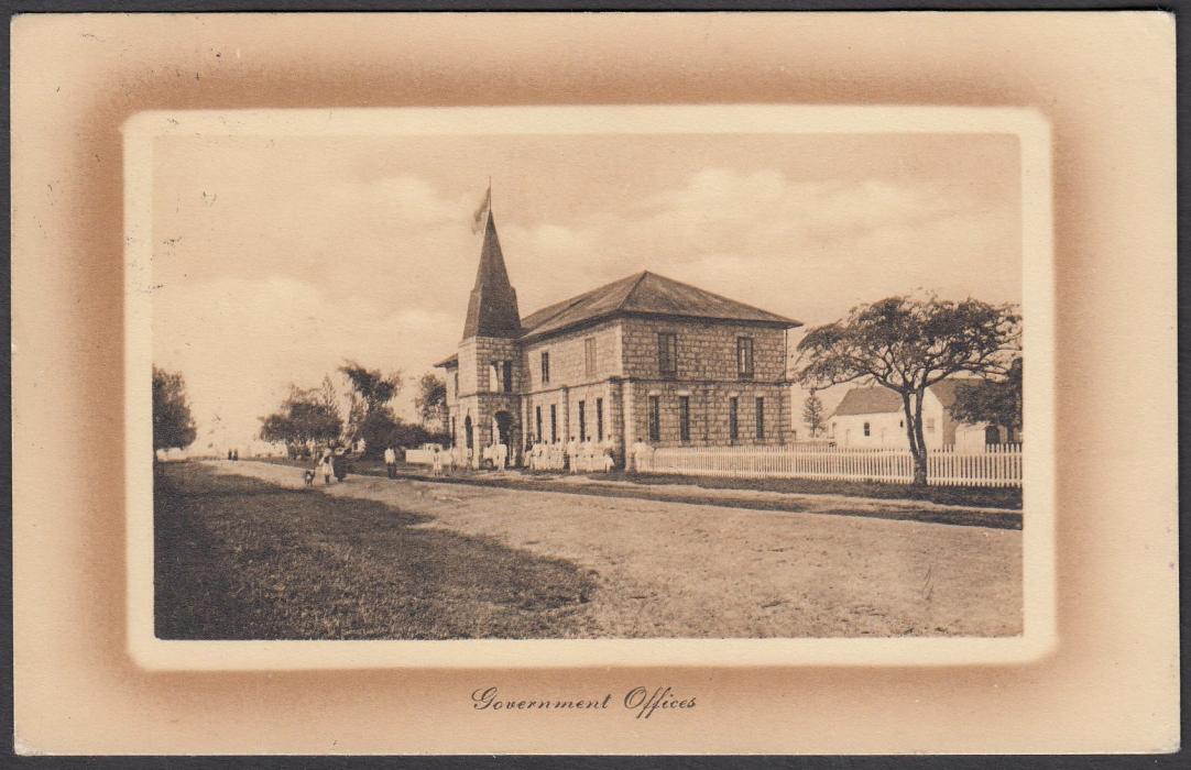 TONGA: (Picture Postal Stationery) 1911 1d brown hue card entitled Government Office used to Germany.