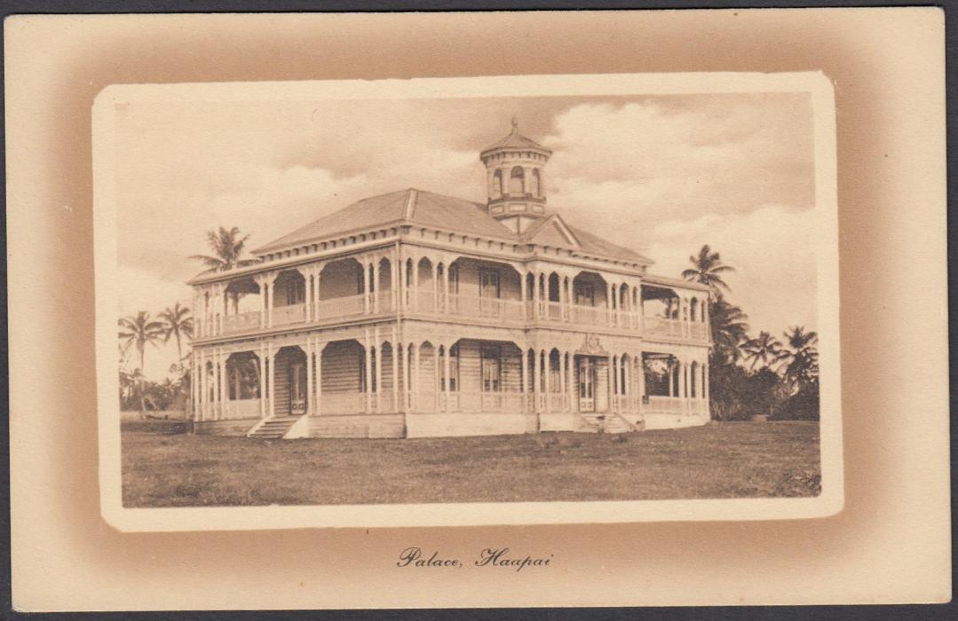 TONGA: (Picture Postal Stationery) 1911 1d brown hue card entitled Palace, Haapai; unused.
