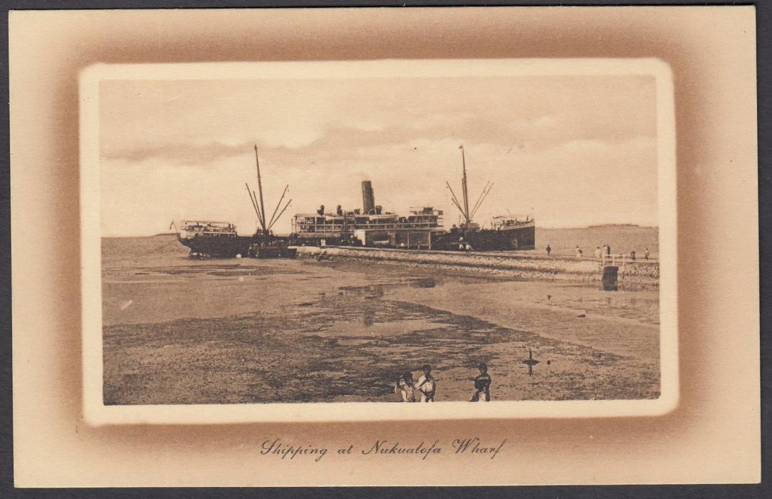 TONGA: (Picture Postal Stationery) 1911 1d brown hue card entitled Shipping at Nukualofa Wharf; unused.