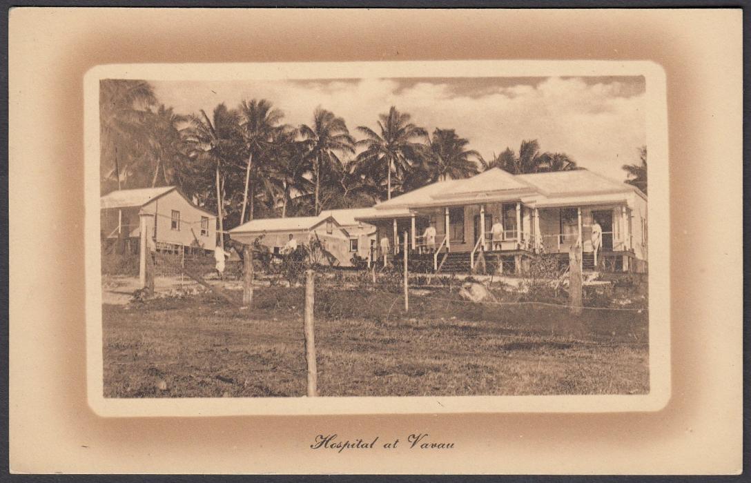 TONGA: (Picture Postal Stationery) 1911 1d brown hue card entitled Hospital at Vavau; unused.