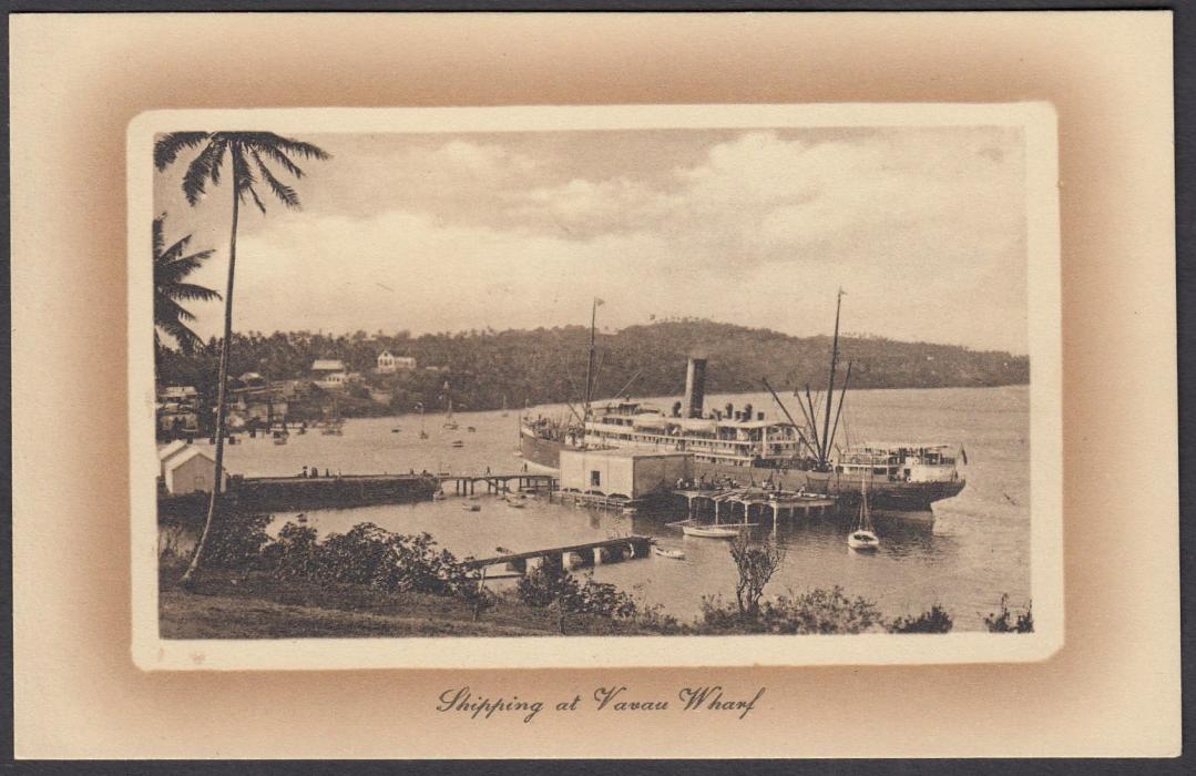 TONGA: (Picture Postal Stationery) 1911 1d brown hue card entitled Shipping at Vavau Wharf; unused.