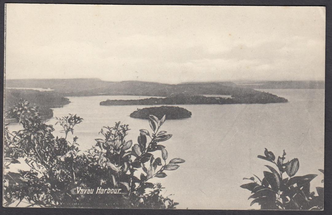 TONGA: (Picture Postal Stationery) 1911 1d red card with black & white view Vavau Harbour; unused.