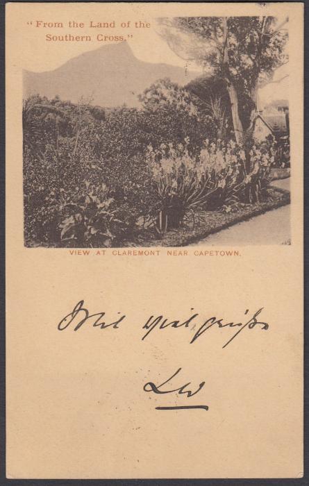 SOUTH AFRICA: (Cape of Good Hope - Picture Stationery) 1899 1d. card entitled View at Claremont Near Capetown; good used to Hungary.
