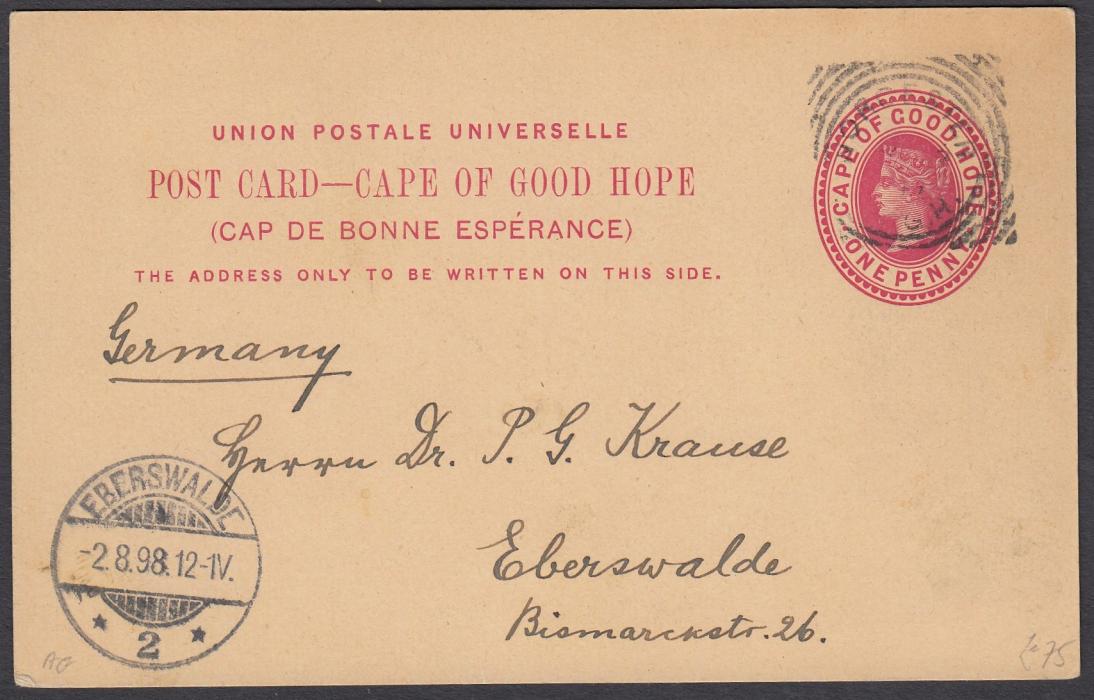 SOUTH AFRICA: (Cape of Good Hope - Picture Stationery) 1899 1d. card entitled Houses of Parliament Capetown; used to Germany.