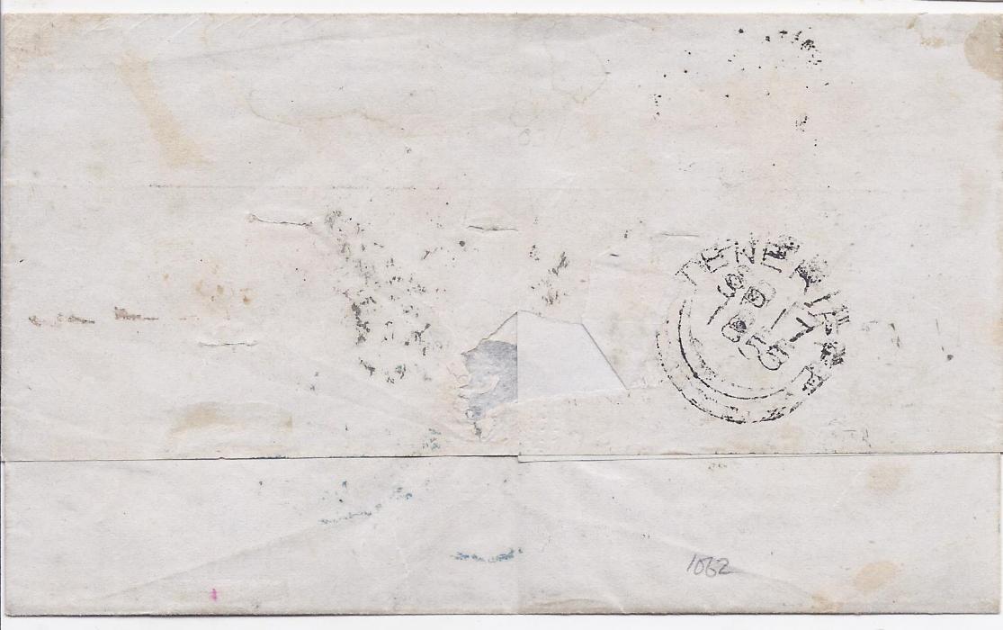 Spain 1855 outer letter sheet to Buenos Ayres, endorsed 