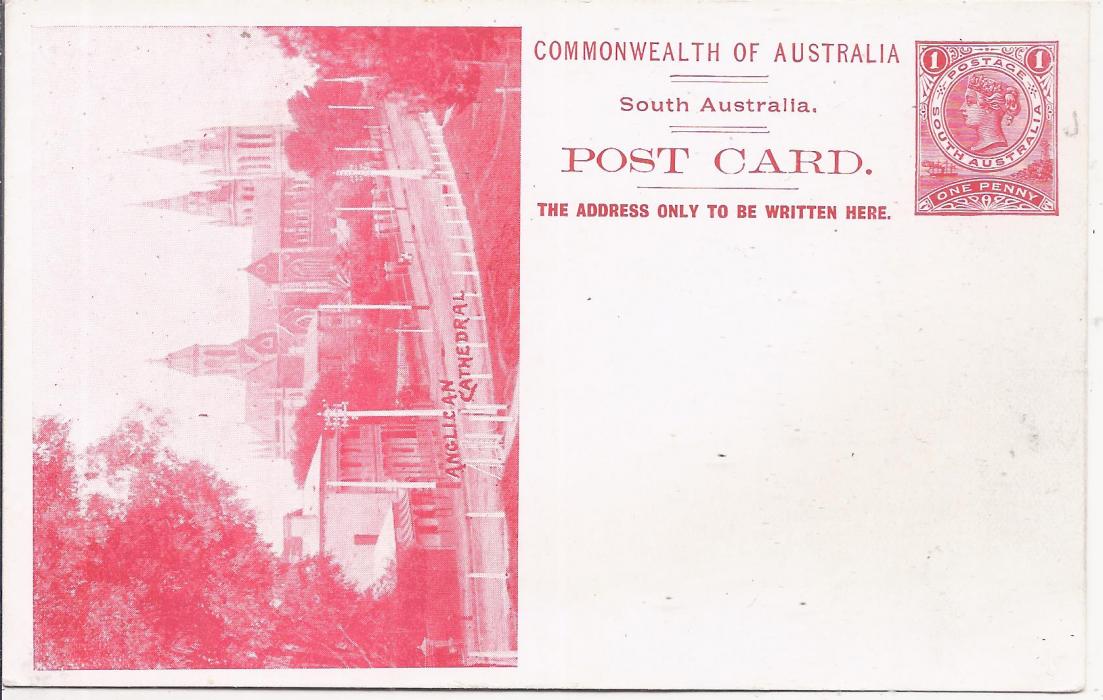 Australia (South – Picture Stationery) 1900s 1d. red stationery card with illustration of ‘Anglican Cathedral’ fine unused.