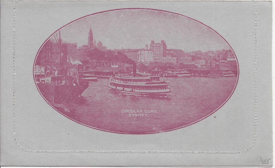 Australia (Picture Stationery) 1914-18 Die I 1d. magenta letter card, ‘Circular Quay/ Sydney’ with sky, fine unused.