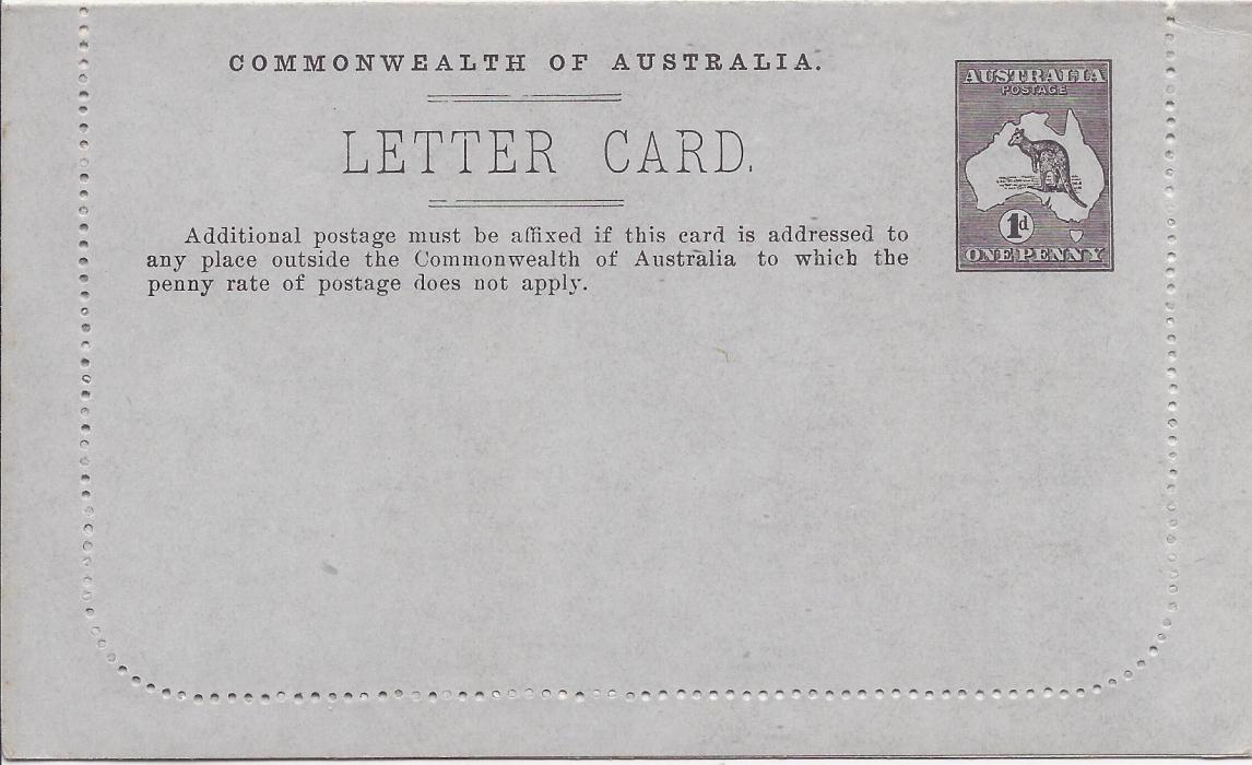 Australia (Picture Stationery) 1913 Die II 1d. greenish black letter card Pineapples Queensland fine unused