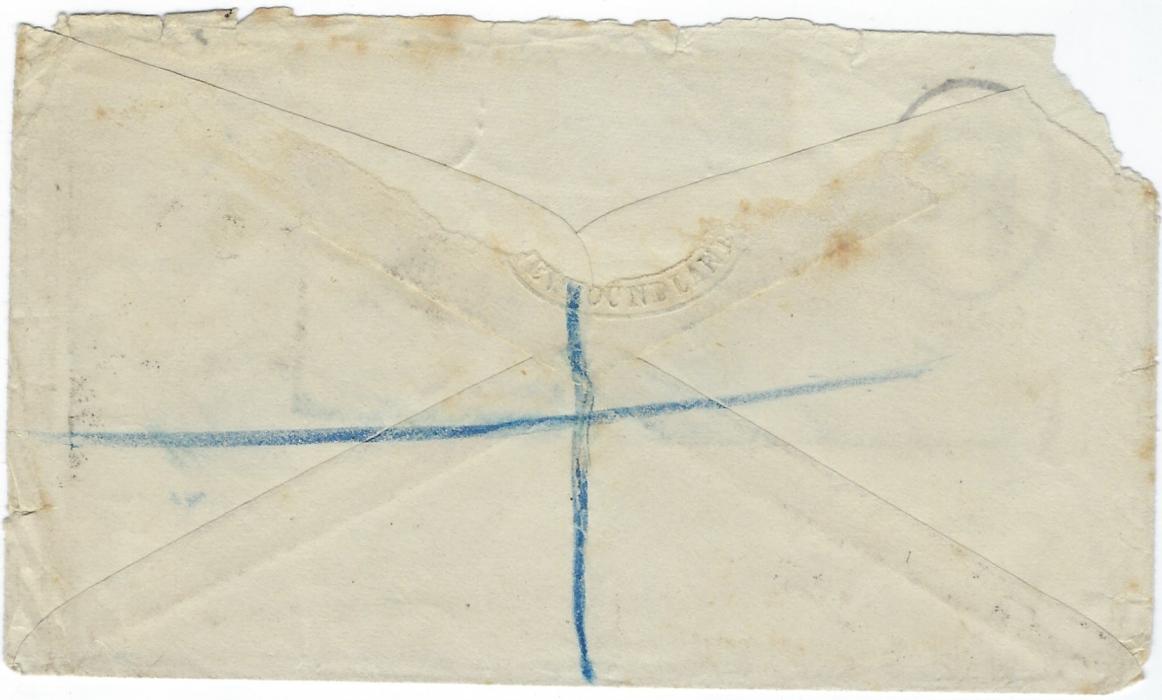 Newfoundland 1887 (MY 11) registered  cover to Birmingham franked three single  5c ‘Common Seal’ tied by ‘235’ obliterators with St Johns cds bottom left, two Liverpool transits; backflap missing.