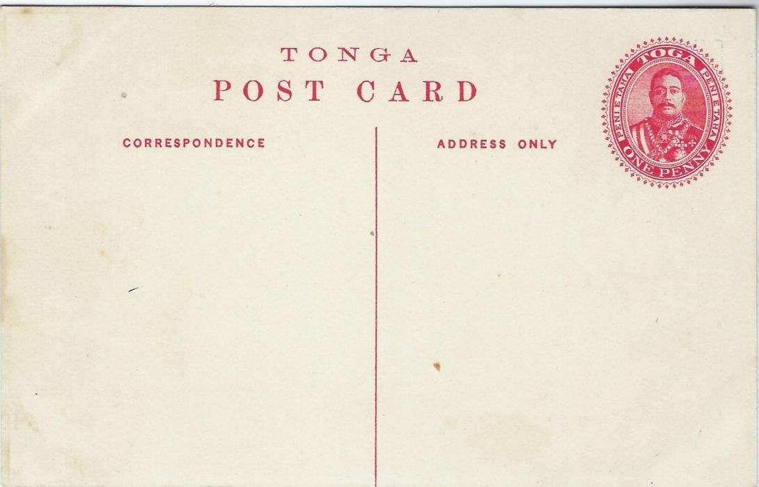 Tonga Picture Postal Stationery: 1911 1d. card Swallow Caves, Vavau fine unused, a scarce view.