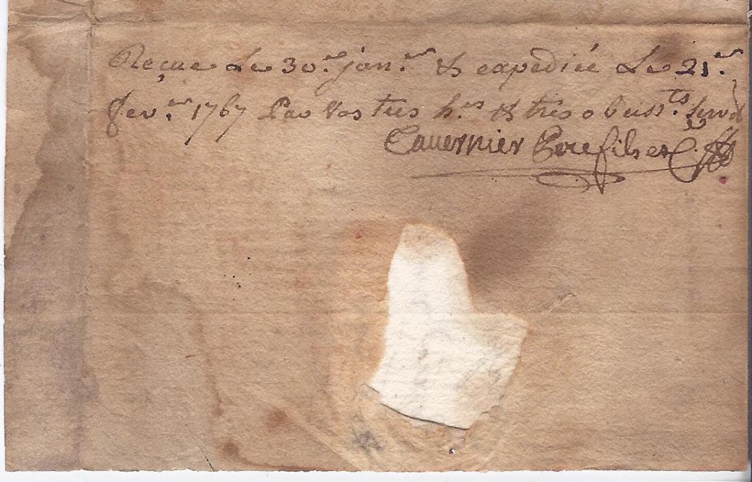 1767 Greece 1767 folded entire from Smyrne, forwarded at Salonique by 