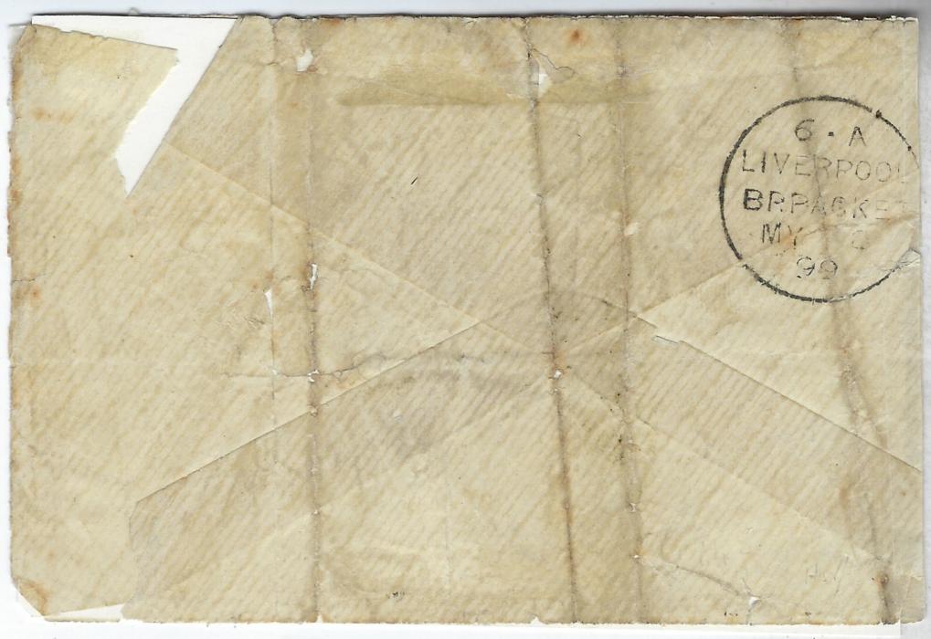 Niger Coast 1899 (15 Apr) large part cover to Scotland bearing manuscript 