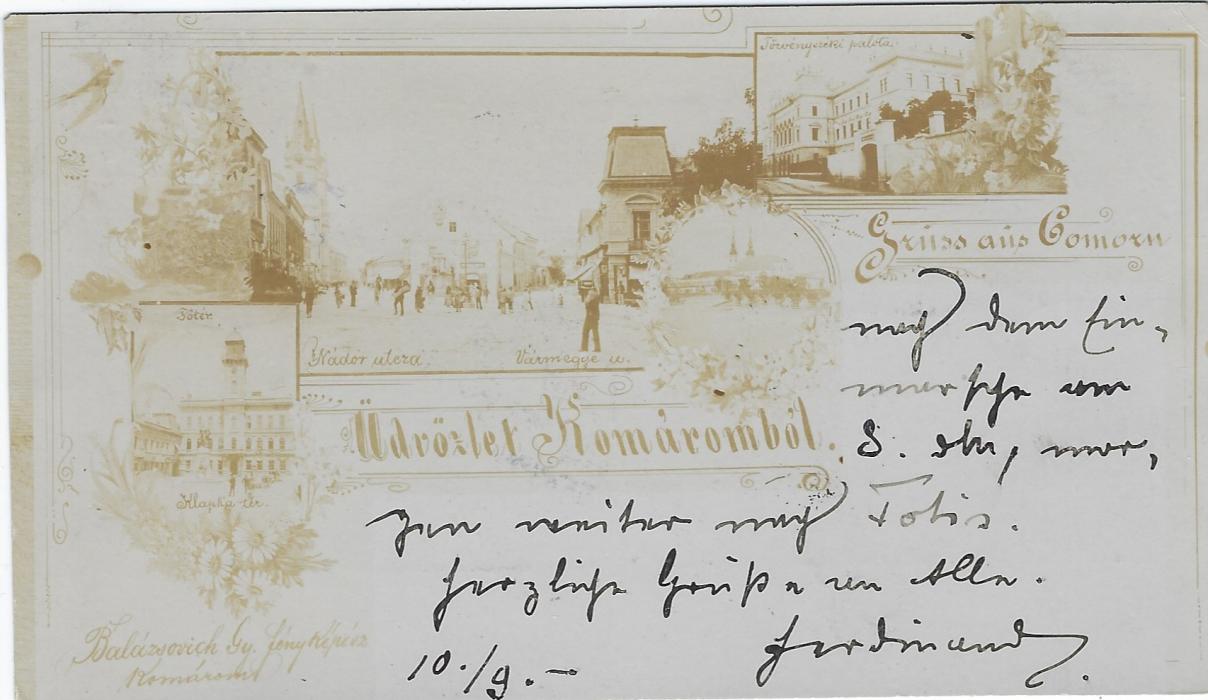 Hungary (Picture Postal Stationery)1897 2kr. card entitled ‘Gruss aus Comorn’ and ‘Udrozlet Komarombol’, the card with four images, fine used.
