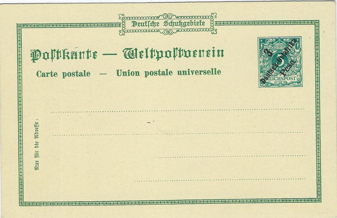 German Colonies (East Africa) 1898 3 Pesa on 5pf ‘Gruss aus Dar-es-Salam’  picture stationery card fine unused