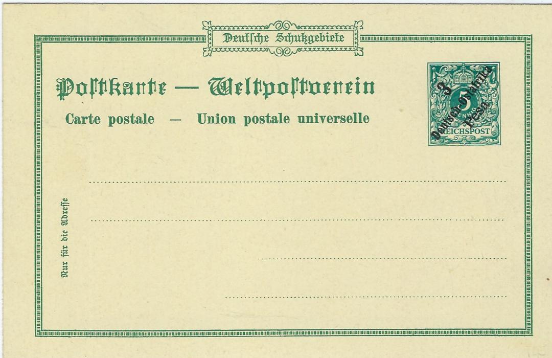 German Colonies (East Africa) 1898 3 Pesa on 5pf ‘Gruss aus Bagamojo’ picture stationery card fine unused.