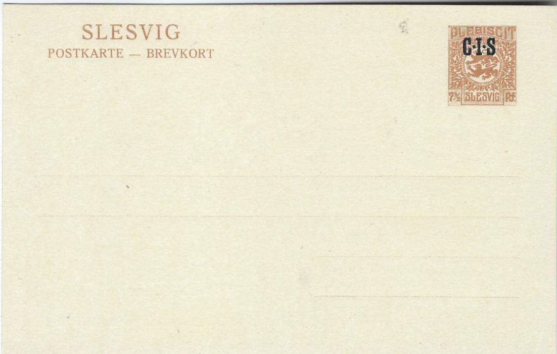 Germany (Schleswig) 1920 set of three C.I.S. overprinted cards for Official Business of the International Commission at Flensburg; very fine unused.
