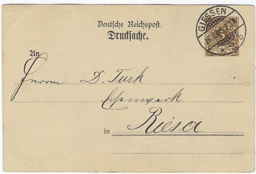 Germany (Picture Stationery) 1900 3Pf card advertising ‘TAPO’, a Cigar, depicting Stag and Doe cancelled Giessen; good condition