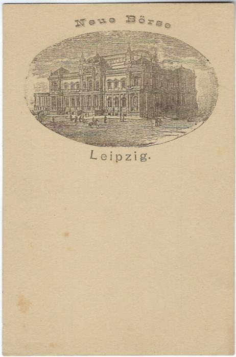 Germany (Picture Stationery) 1900s 5pf. card with small image Neue Borse Leipzig, some slight tones, PP9 F314/03.