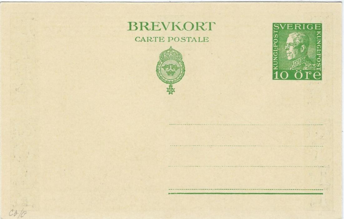 Sweden (Picture Stationery) 1925 10o private card with illustrated of Map and inscription Peace Good Will at left and Life and Work at right, for a 1925 meeting at Stockholm; fine unused.