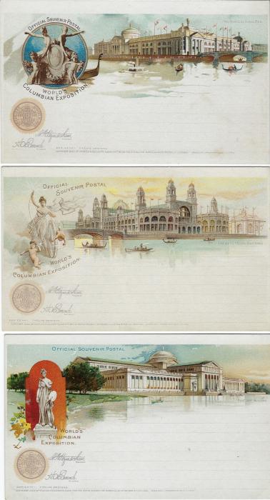 United States 1893 World’s Columbian Exposition, Third Edition, set of 12 designs, not numbered and all inscribed ‘Series No.1, Twelve Designs’; fine unused condition.