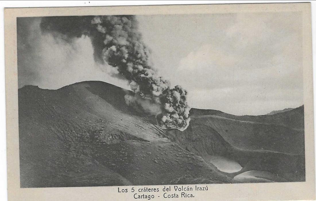 Costa Rica (Picture Stationery) 1923 4c. card titled The Five Craters of Irazu Volcano, Cartago; fine unused.