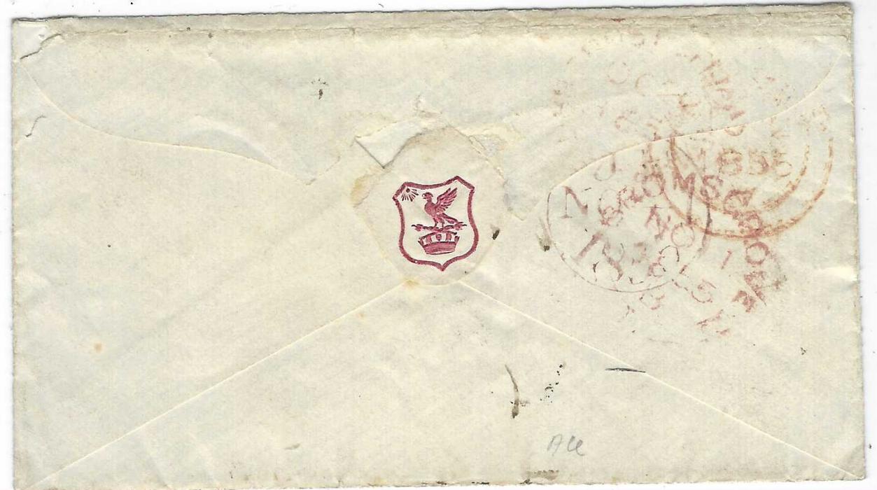 Great Britain (Crimean War) 1855 envelope to England, endorsed “Via Marseilles/ From the Black Sea Fleet” with manuscript “3” rating, reverse with British Army Post Office cds (used in Constantinople) and English transit and arrival cancels