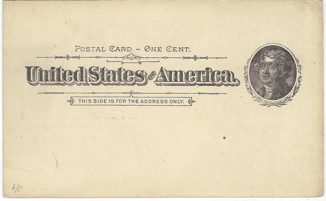 United States (Picture Stationery) 1890s 1c. ‘Jefferson’ card with colour image Union Square, New Yok of Union Square Hotel and Hotel Hungaria, fresh unused.