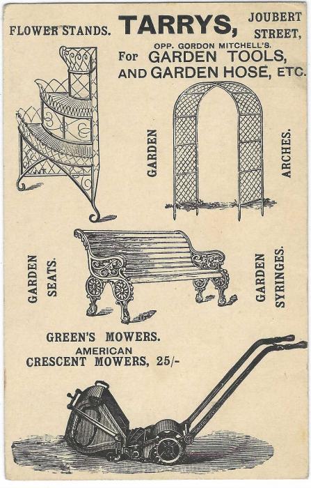 South Africa (Transvaal - Advertising Stationery) 1900s ½d. card with fine illustrated advert for Garden Tools and Garden Hose, fine used Johannesburg.