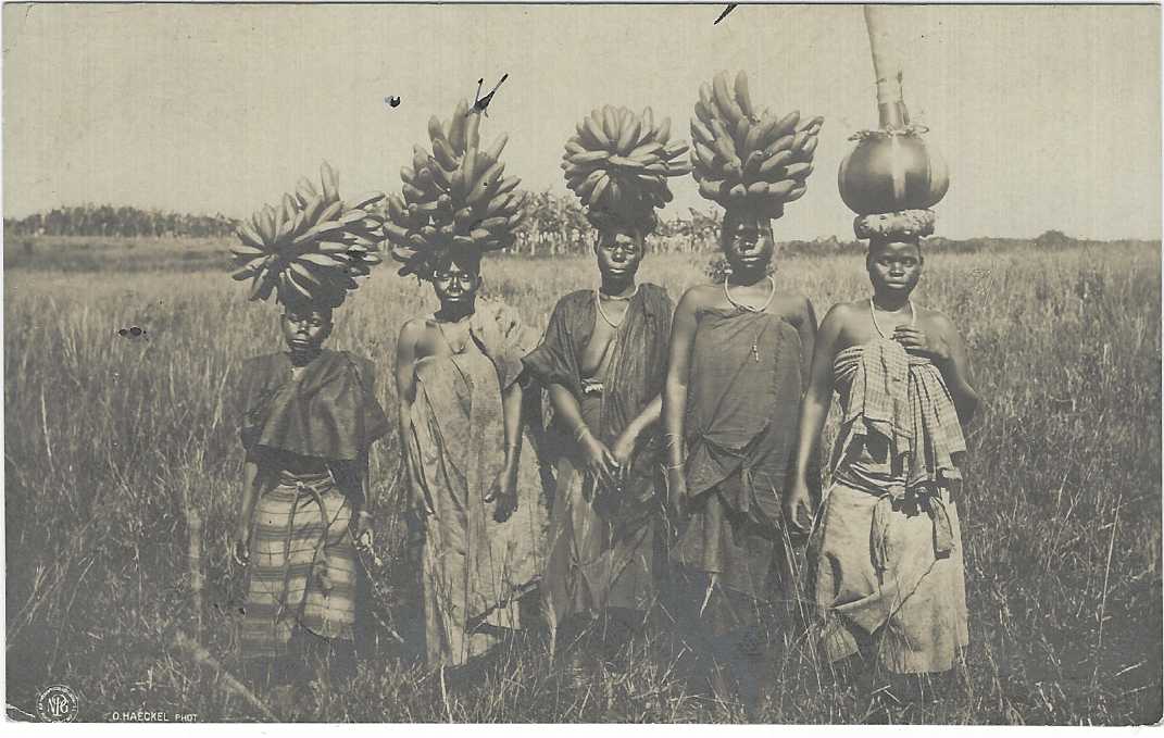 German Colonies (Togo) 1908 3pf. brown with photographic image of five natives , mostly carrying bananas on their heads; cto used in Berlin with Lome cds.