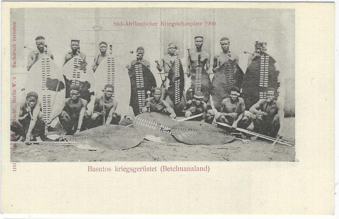 Germany (Picture Stationery) 1900 2pf grey card entitled ‘Basutos kriegsgerustet (Betchuanaland)’  very fine unused.