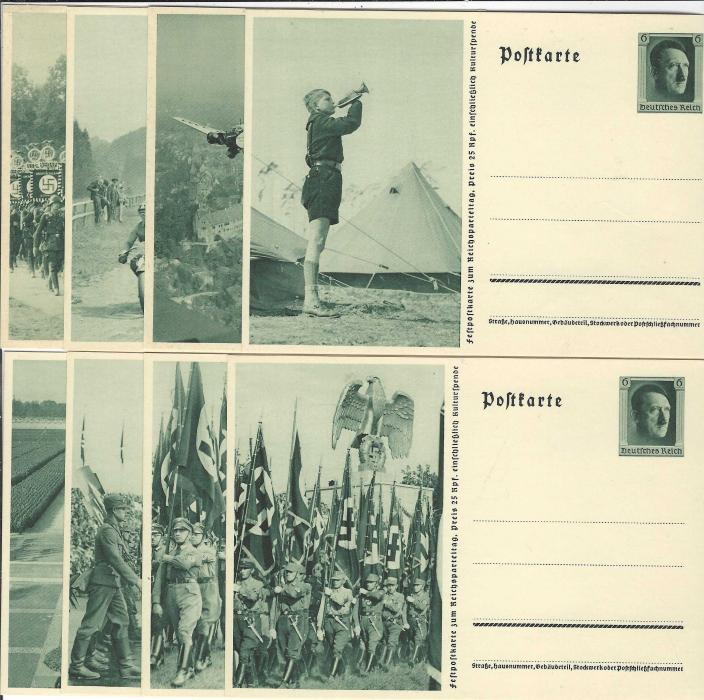 Germany (Picture Stationery) 1937 set of 8 cards for Reichsparteitag in Nurnberg fine unused together with the printed manila envelope that housed the et of cards.