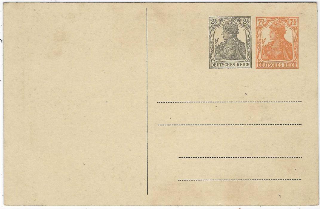 Germany (Picture Stationery) 1917 400th Anniversary of Reformation 2½pf. + 7½pf. card with three images including portrait of Martin Luther, the pinning up of list of demands and burning of Papal Bull unused; a couple of slight stains, a scarce card.