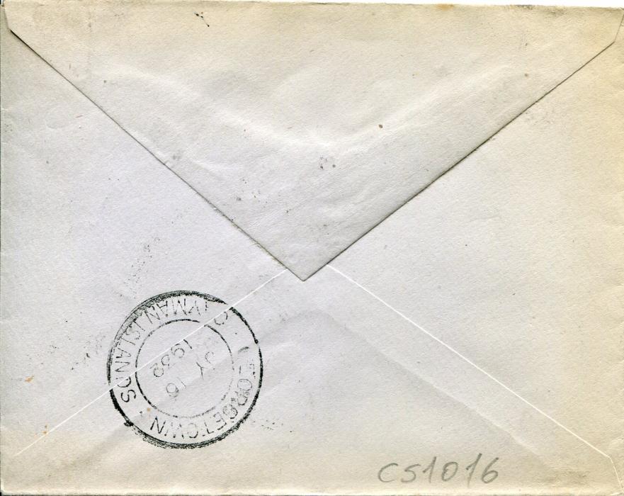 Cayman Islands 1932 (JY13) Incoming Panton envelope from Jamaica franked Child Welfare 1/2d + 1/2d, taxed with opera glass double circle T Jamaica/Centimes 20 in violet. Cayman Is. GV 1d pair applied and tied by Georgetown cds, fine.