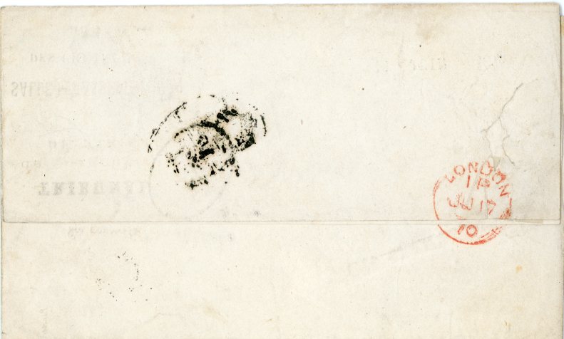 GREAT BRITAIN GREAT BRITAIN: 1870 (16 JUIN) Printed matter sent from Paris to London handstamped vertical oval French Accountancy mark FR/2F and bold ‘8d’ in association, London arrival backstamp, fine.