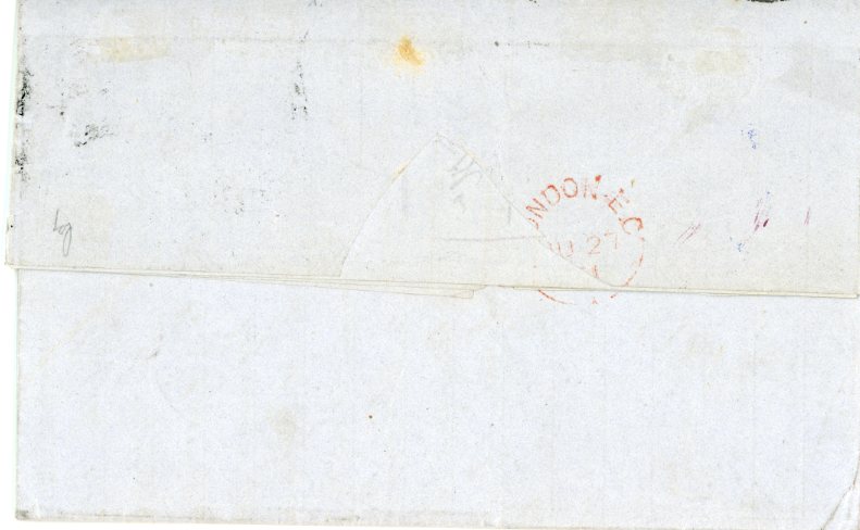 COSTA RICA COSTA RICA: 1861 (May 31) Entire to France with undated SAN JOSE / REPUBLICA DE COSTA RICA circular dispatch with segmented boxed GB / 1F 60c accountancy mark all in black on front, red London transit bs, fine.