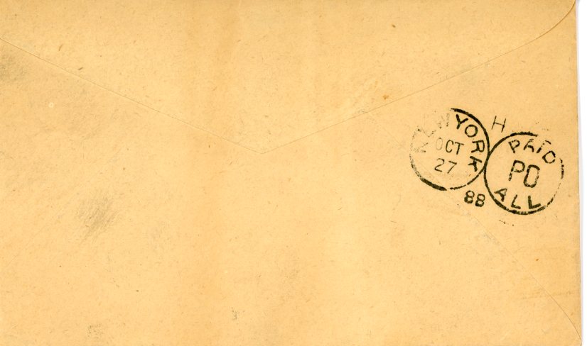 CUBA CUBA: 1888 (24 OC) franked 1888 10c. blue diagonal bisect tied by Habana cds addressed to USA with NEW YORK OC 27 / PAID ALL PD opera glass backstamp, fine. ex Brian Moorhouse. Scott 130a.