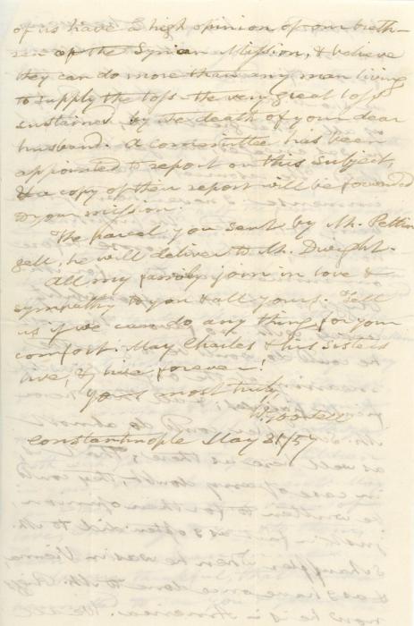 LEBANON LEBANON: French Postal Services in Lebanon 1857 (June 22): Unpaid envelope with full content from US missionary in Constantinople with French services to the US consulate in Beirut, struck in transit by 