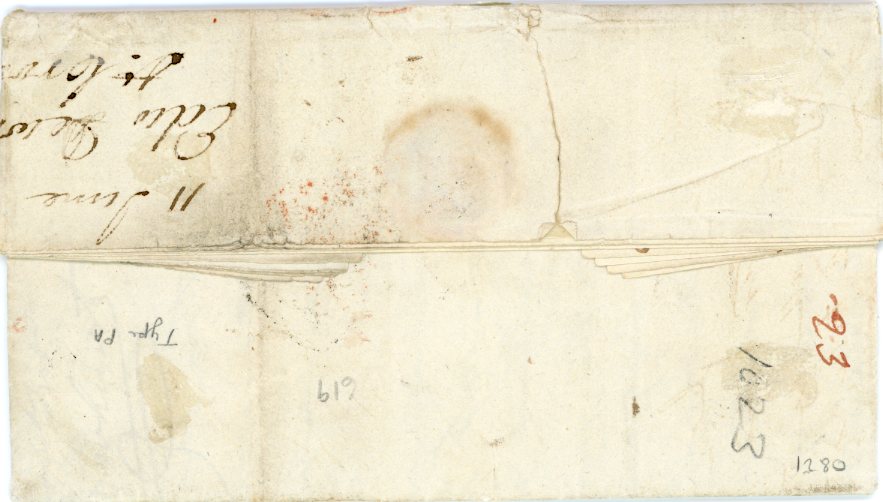 DANISH WEST INDIES: DANISH WEST INDIES: 1817 (11 JUN) Entire to Scotland with good strike of rare, straight-line St THOMAS handstamp, originally rated 3/3, rerated 5/2, taxed boxed Add ½ due partly superimposing, 2 vertical creases not detracting.