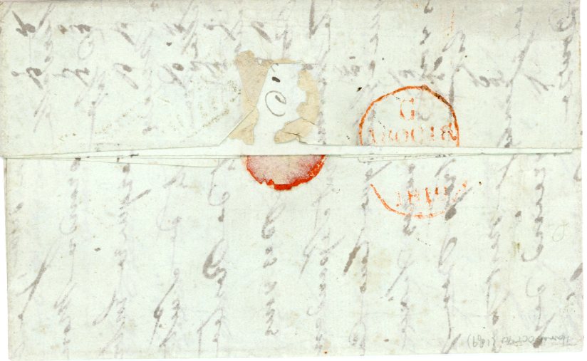 ST LUCIA SAINT LUCIA: 1816 (Aug. 18) entire to London written from Soufriere with step-type “SHIPLETTER/PLYMOUTH” and red arrival backstamp.