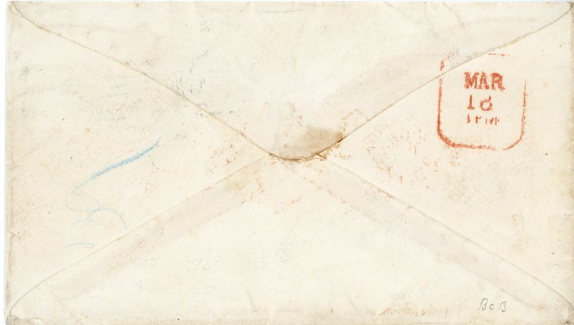 GIBRALTAR GIBRALTAR: 1871 (Feb 25): Envelope from the B. J. Cromwell correspondence to Philadelphia, franked Great Britain 1865/67 4 d. vermillion plate 12 lettered MA and 1 s. green plate 4 lettered CB, neatly cancelled A26 duplex with red LONDON transit (March 3) below, receiver backstamp (March 18), rated