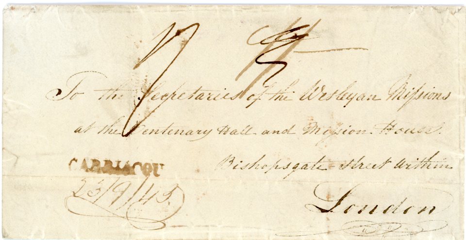 GRENADA GRENADA: 1845 (Sept 23): Outer letter sheet addressed 